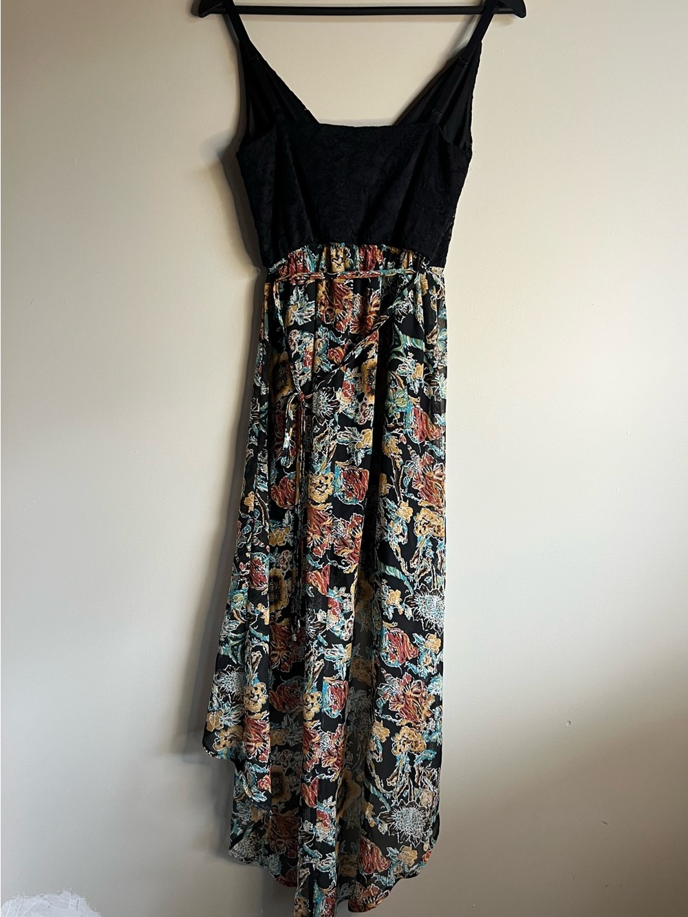5/$20 Kismet Hi Low Floral Maxi Dress XS Black Lace Boho Festival Wedding Guest - Picture 9 of 12